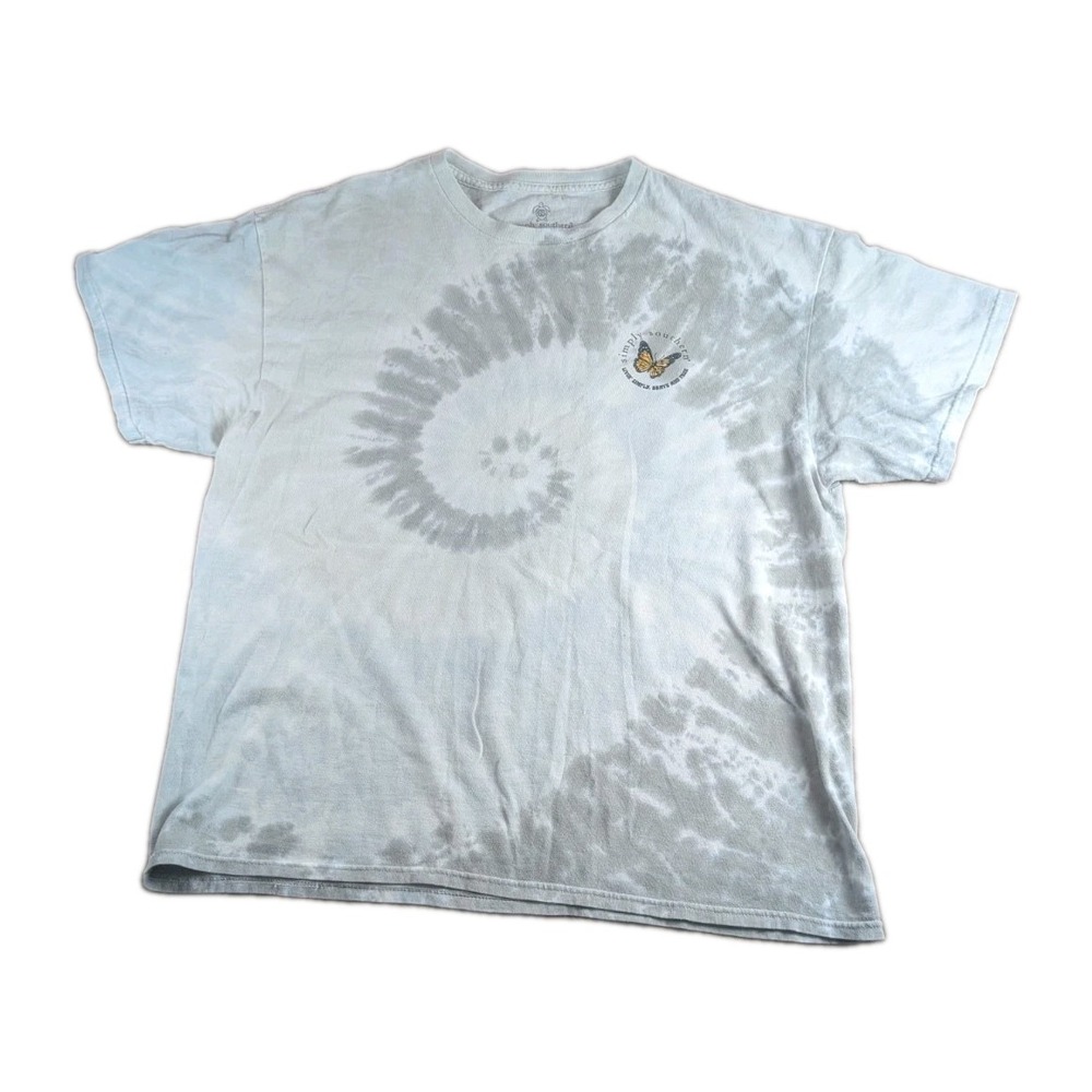Simply Southern Tie Dye Softball Graphic T-Shirt XL Gray White Butterfly Tie Die